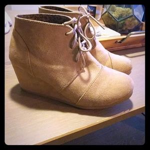 Tan Wedge Heel Boots size 8 1/2